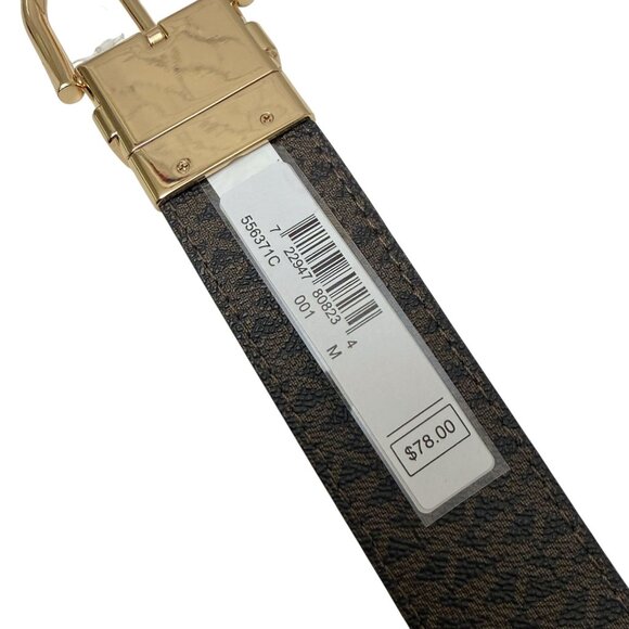 MICHAEL KORS Reversible Leather Belt Medium Womens Black Brown Logo Goldtone NEW - Picture 8 of 11